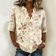Printed Womens Fashion Floral V-neck Shirt