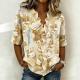 Printed Womens Fashion Floral V-neck Shirt