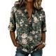 Printed Womens Fashion Floral V-neck Shirt