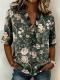 Printed Womens Fashion Floral V-neck Shirt