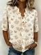 Printed Womens Fashion Floral V-neck Shirt