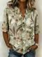 Printed Womens Fashion Floral V-neck Shirt