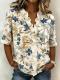 Printed Womens Fashion Floral V-neck Shirt