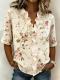 Printed Womens Fashion Floral V-neck Shirt