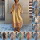 Casual V-neck Bohemian-style Printed Maxi Dress