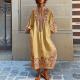 Casual V-neck Bohemian-style Printed Maxi Dress
