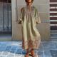 Casual V-neck Bohemian-style Printed Maxi Dress