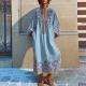 Casual V-neck Bohemian-style Printed Maxi Dress