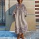 Casual V-neck Bohemian-style Printed Maxi Dress