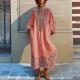 Casual V-neck Bohemian-style Printed Maxi Dress