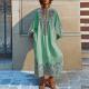 Casual V-neck Bohemian-style Printed Maxi Dress