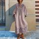Casual V-neck Bohemian-style Printed Maxi Dress