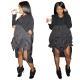 Womens Long-sleeve Patchwork Hooded Dress
