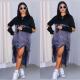 Womens Long-sleeve Patchwork Hooded Dress