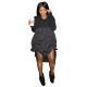 Womens Long-sleeve Patchwork Hooded Dress
