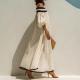 Elegant Resort-style Off-shoulder Cotton-linen Maxi Dress For Women
