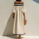 Elegant Resort-style Off-shoulder Cotton-linen Maxi Dress For Women