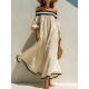 Elegant Resort-style Off-shoulder Cotton-linen Maxi Dress For Women