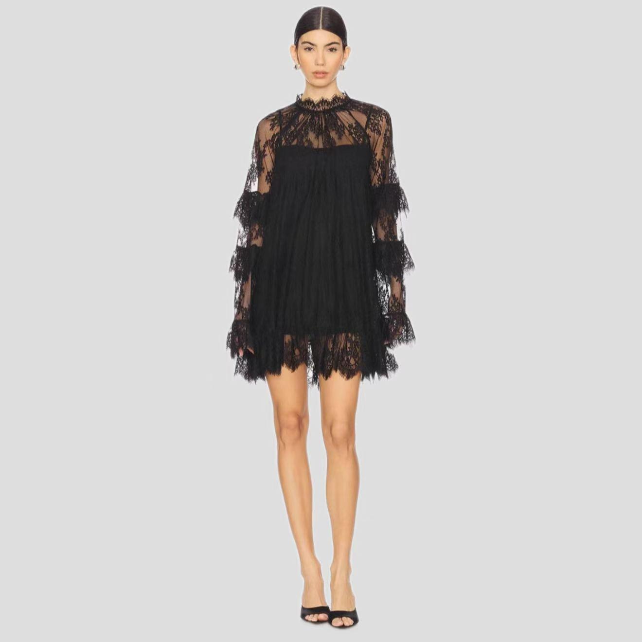 Womens Sheer Lace Cover-Up Dress