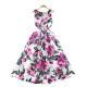 Retro Waist-cinching Figure-flattering Sleeveless Chic Puff Dress With A Printed Design