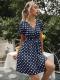 Womens Summer Polka-Dot V-Neck Short-Sleeve Dress