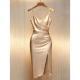 Womens Summer Solid-Color Cross-Strap Dress