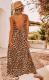 Leopard-print Strap Backless Loose-fitting Maxi Dress