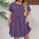 Stylish Casual Round-neck Plus-size Womens Short-sleeve Dress