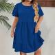 Stylish Casual Round-neck Plus-size Womens Short-sleeve Dress