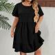 Stylish Casual Round-neck Plus-size Womens Short-sleeve Dress