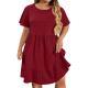 Stylish Casual Round-neck Plus-size Womens Short-sleeve Dress