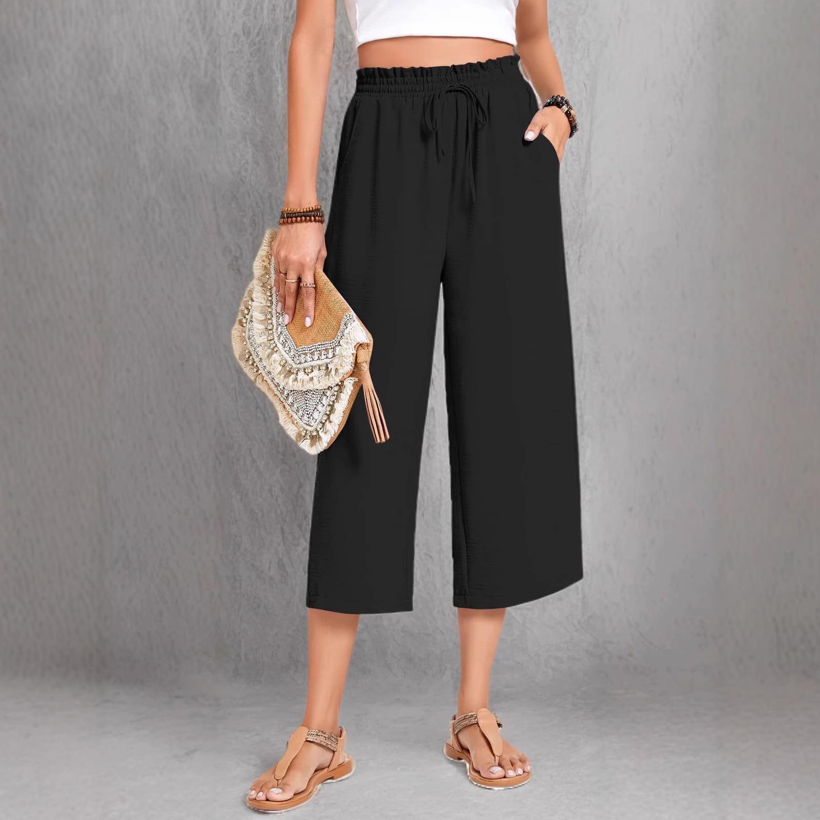Loose-fitting Casual Wide-leg Pants With Pockets And A High Waist