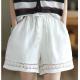 Thin Elastic-Waist Lace-up Hollowed-Out Casual Cotton-Linen Straight Pants