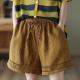 Thin Elastic-Waist Lace-up Hollowed-Out Casual Cotton-Linen Straight Pants