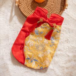 Warm Chinese Plum Blossom Patterned Tang Suit, Button-up Vest, Small Dog Teddy Pet Clothes For Cats In Autumn And Winter
