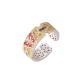 999 Fine Silver Enamel Butterfly Ring Adjustable Chinese Style Women Band