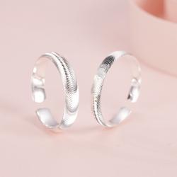 999-fine-silver-cat-eye-brushed-ring-simple-plain-band-gift-jewelry-2pcs-set
