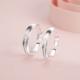 999 Fine Silver Cat Eye Brushed Ring Simple Plain Band Gift Jewelry   2pcs Set