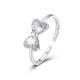 S999 Sterling Silver Bow Ring Sparkling Micro Pave Zircon Finger Band
