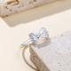 S999 Sterling Silver Bow Ring Sparkling Micro Pave Zircon Finger Band