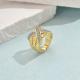 Two-tone Plated Diamond Water Drop Ring Retro Personality Copper Finger Ring
