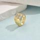 Two-tone Plated Diamond Water Drop Ring Retro Personality Copper Finger Ring