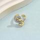 Two-tone Plated Diamond Water Drop Ring Retro Personality Copper Finger Ring