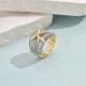 Minimalist Niche Two-tone Ring Shiny Zircon Copper Party Finger Ring