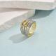 Minimalist Niche Two-tone Ring Shiny Zircon Copper Party Finger Ring