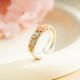 9999 Fine Silver Gilded Enamel Chinese Style Crabapple Flower Ring