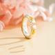 9999 Fine Silver Gilded Enamel Chinese Style Crabapple Flower Ring