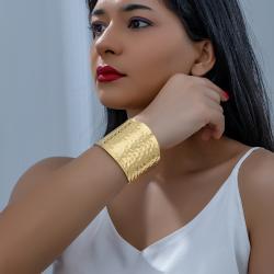 Womens Wide Exaggerated High-grade Gold Adjustable Bracelet