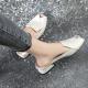 New Summer Womens Peep Toe Thick Heel Fashion Slippers, Closed Toe Half Slippers, Soft Leather Outdoor Sandals