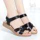 Retro Ethnic-style Velcro Fish-mouth Roman Wedge Sandals